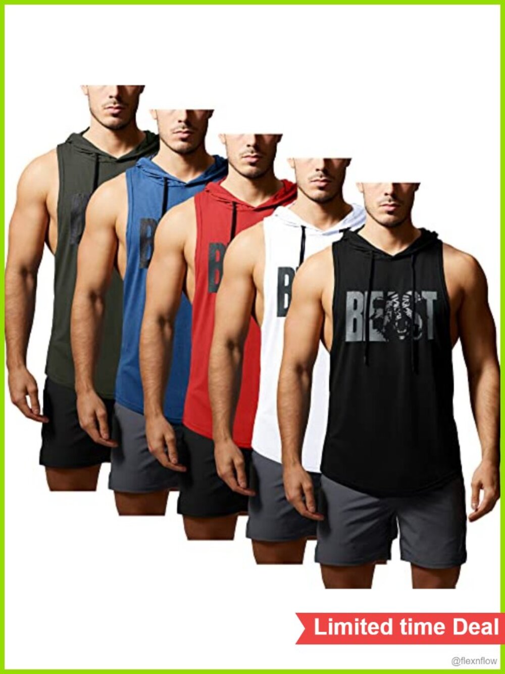 Men's 5 Pack Cotton Blend Sleeveless Muscle Tank Tops Gym Workout Shirts